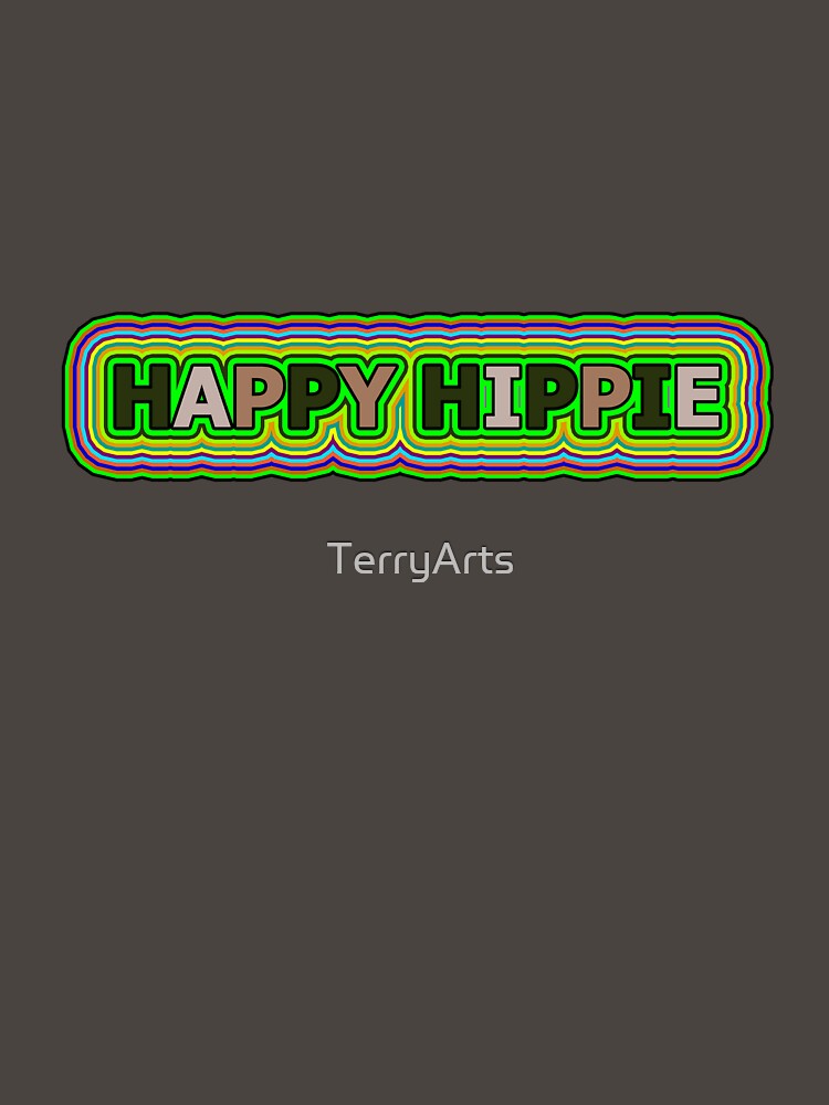 Happy Hippie Words Hippie Vibes Retro Lines 4 of 4 by Beachy