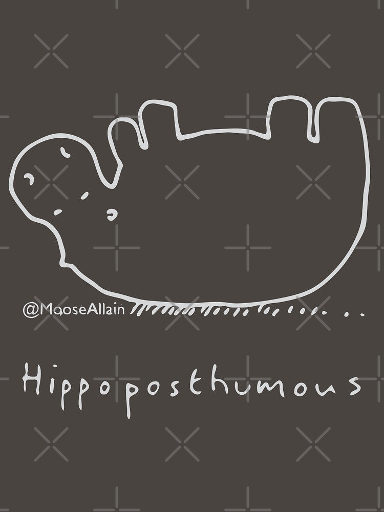 Hippoposthumous (Pale print for dark t-shirts) by worldofmoose