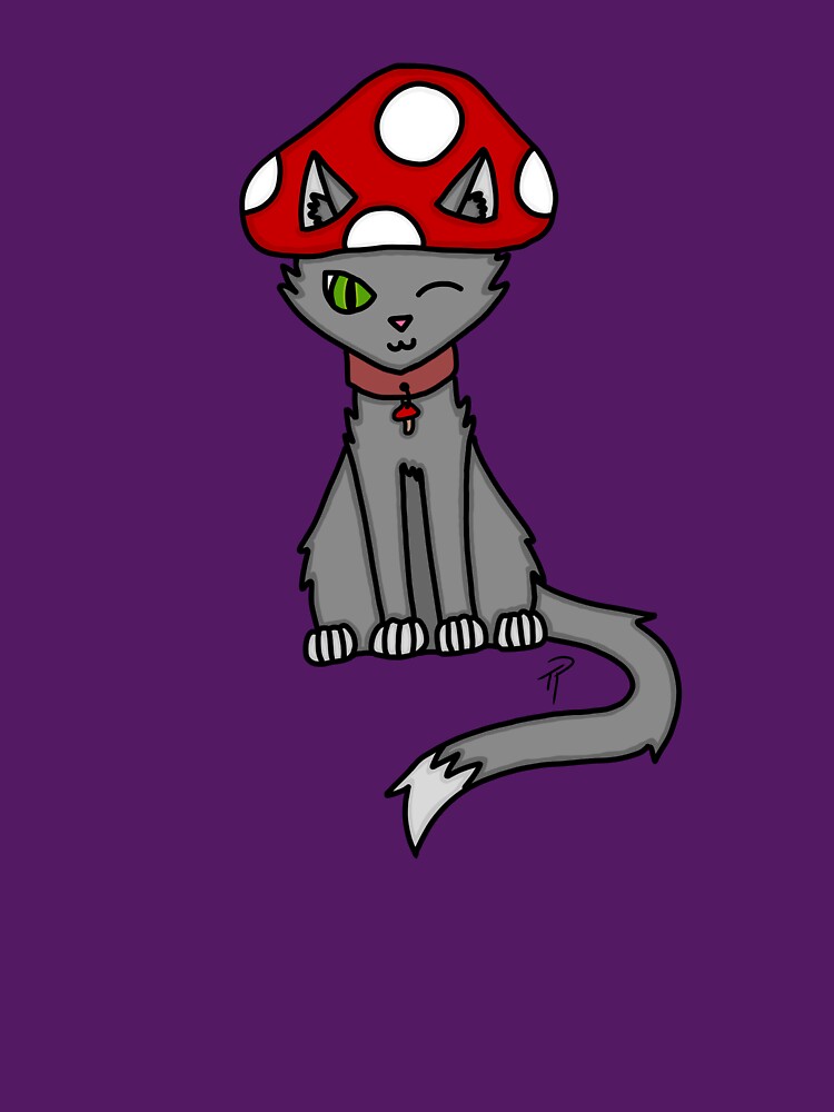 Cat with Mushroom Hat Mushroom Cat by lilpoltergeist