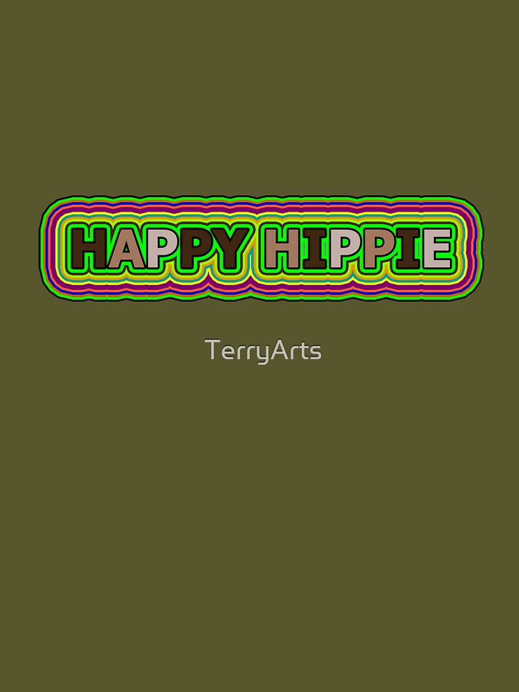 Happy Hippie Words Hippie Vibes Retro Lines 1 of 4 by Beachy