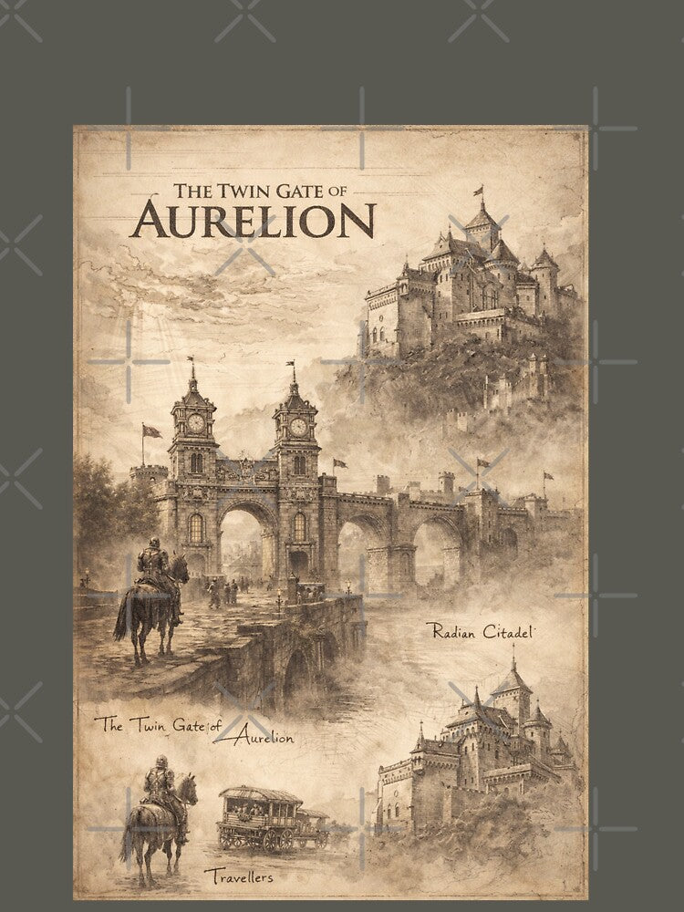 The Twin Gate of Aurelion – Fantasy Citadel Concept Art by bubuandfriends
