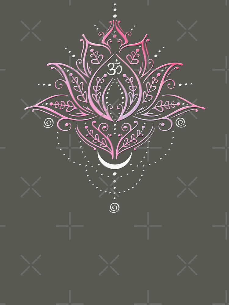 Lotus with Moon and Om Symbol. Yoga. by Christine Krahl