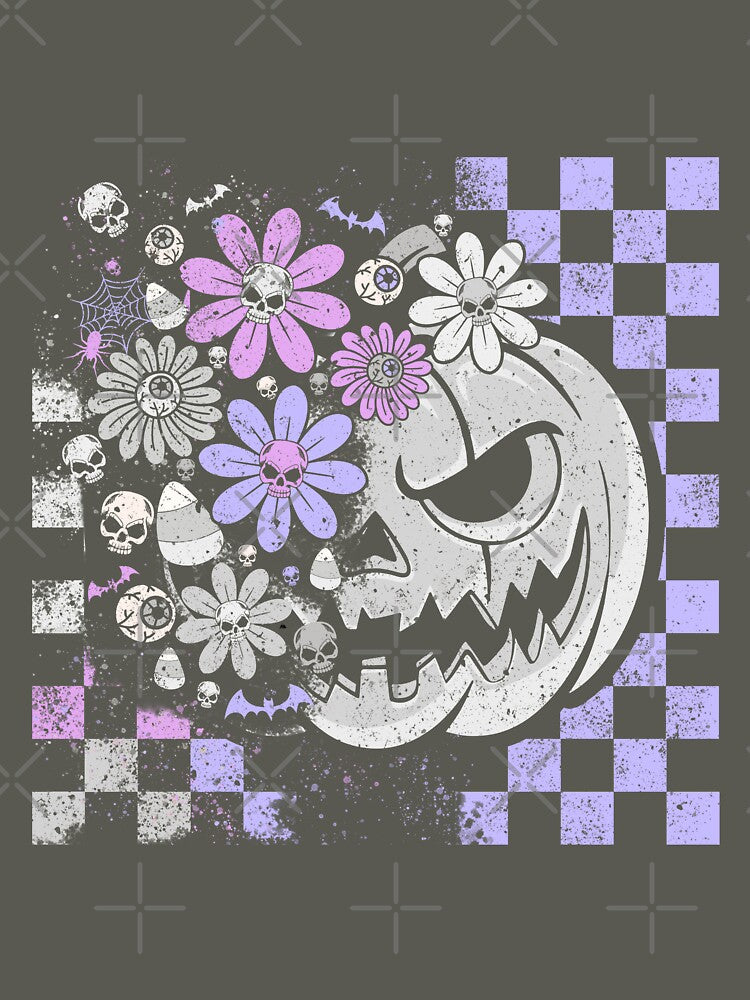 Pastel Goth Pumpkin – Skulls & Flowers Halloween Design by The Sandy Design Store