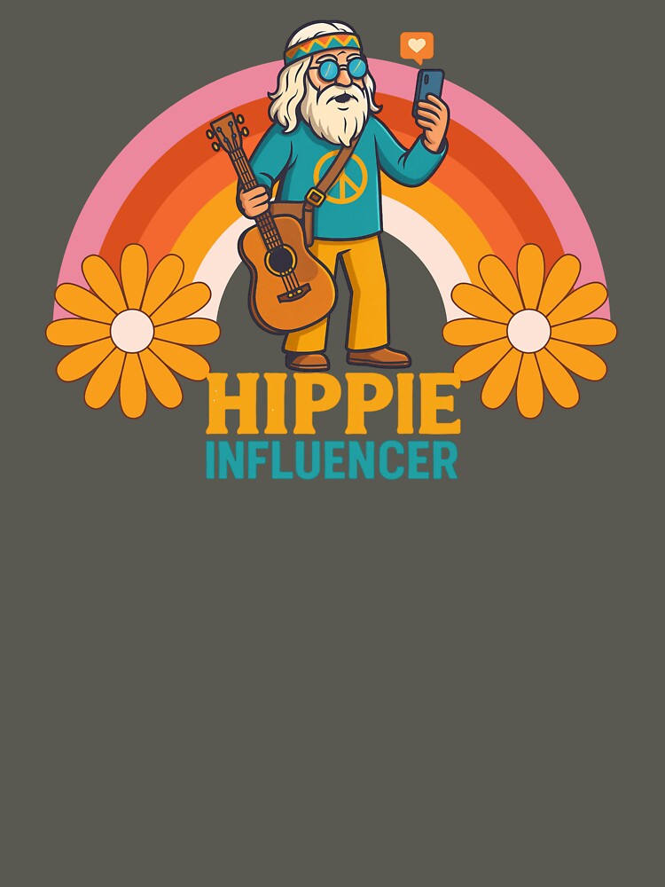 Elderly White Hippie Influencer – Funny Retro Selfie Design by Lunaria Arts