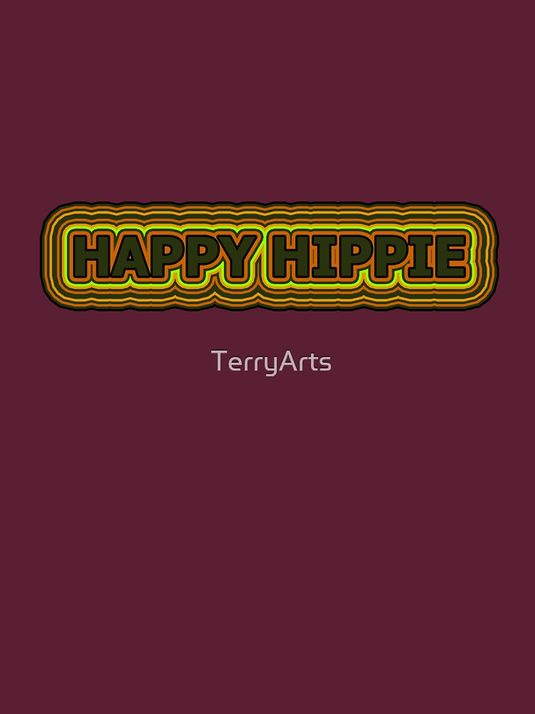 Happy Hippie Words Earthy Tones Hippie Vibes Retro Lines 4 of 4 by Beachy