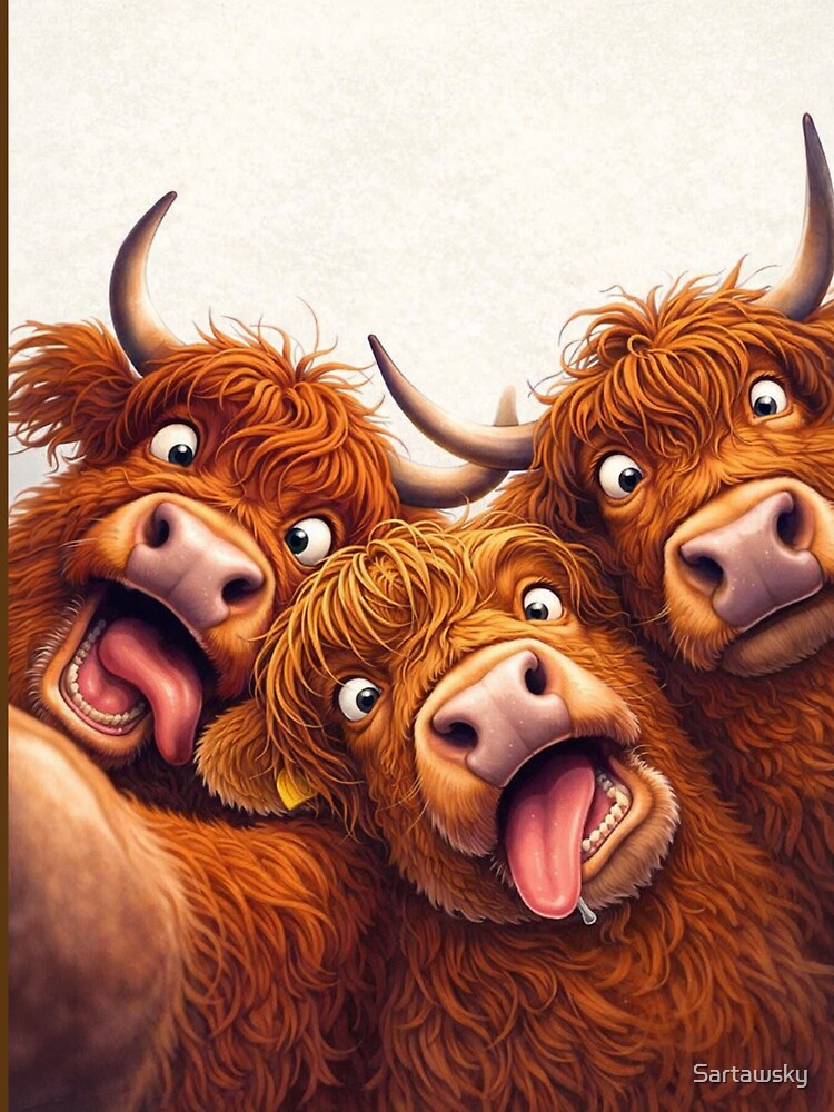 Chaotic Scottish Cow Selfie by Sartawsky