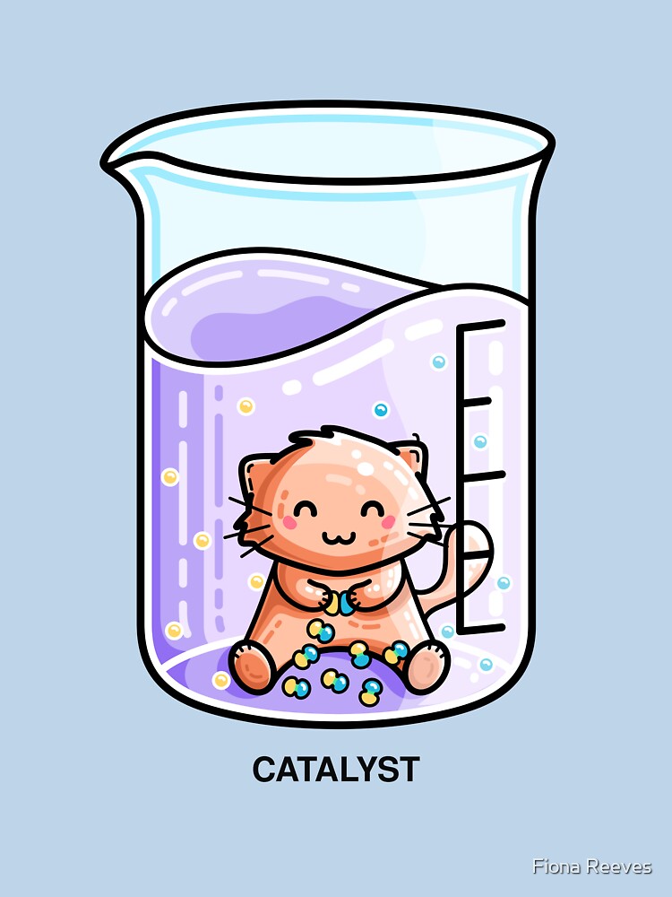 Catalyst Cute Chemistry Cat Pun by Flaming Imp