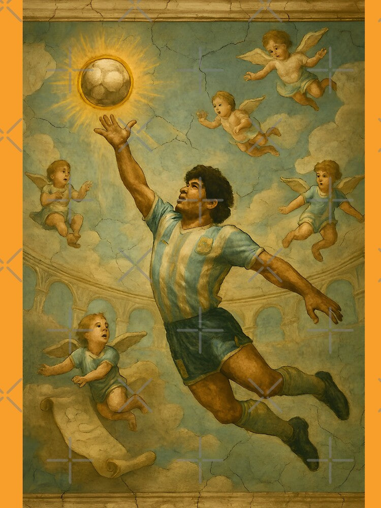 Maradona – Hand of God | Divine Fresco Football Poster by WhisperFrame