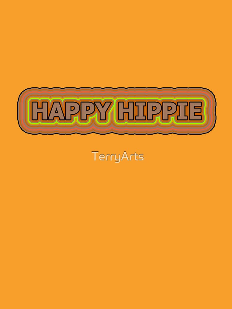 Happy Hippie Words Earthy Tones Hippie Vibes Retro Lines 2 of 4 by Beachy