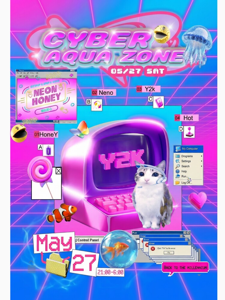 y2k aeshetic cat meme cyber by Love Pantone