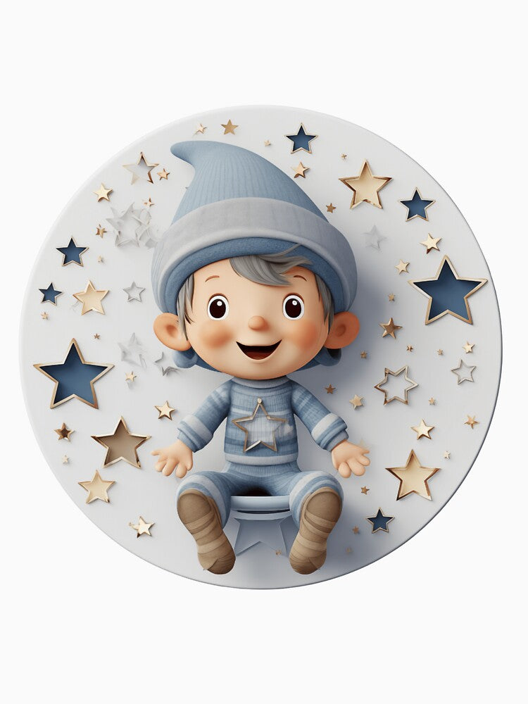 3D elf Cute Christmas Round Design Holiday Decor by AliceCloset