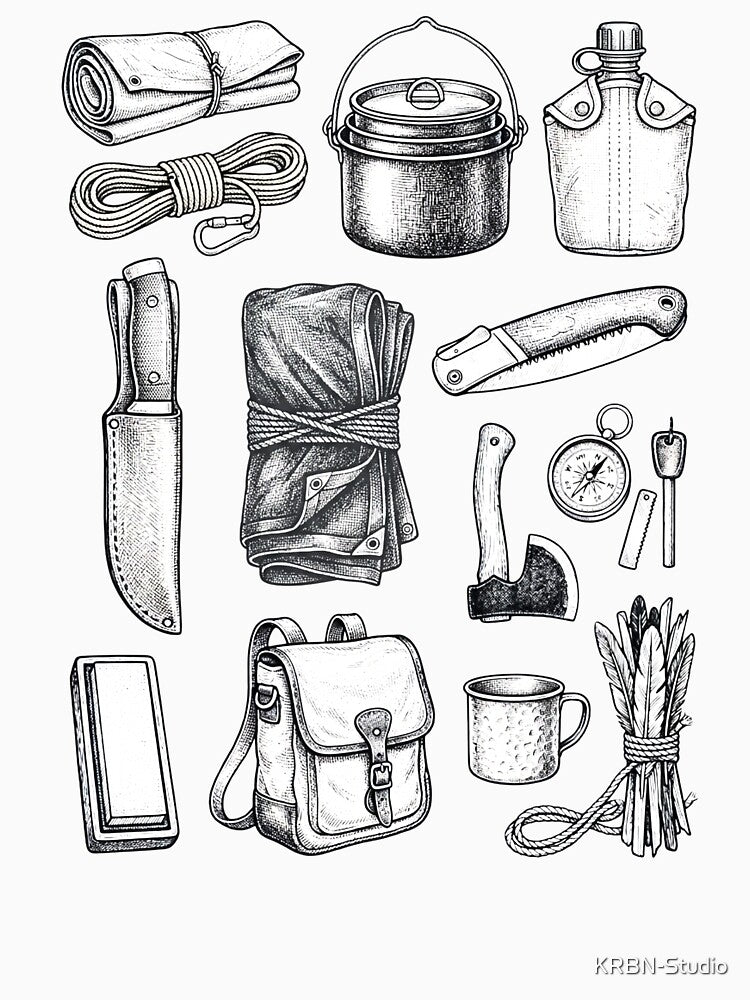 Bushcraft Essentials Vintage Tattoo Camping Graphic by KRBN-Studio