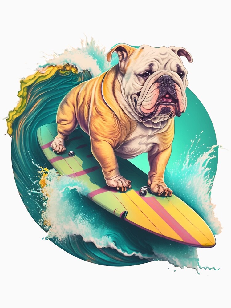 Surfboarding Bulldog by Bill Skraps