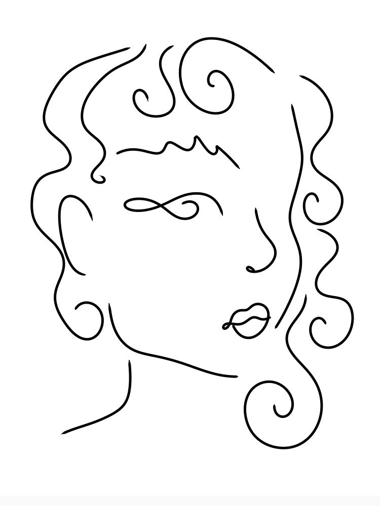 Abstract line drawing of a woman in profile by DAONART