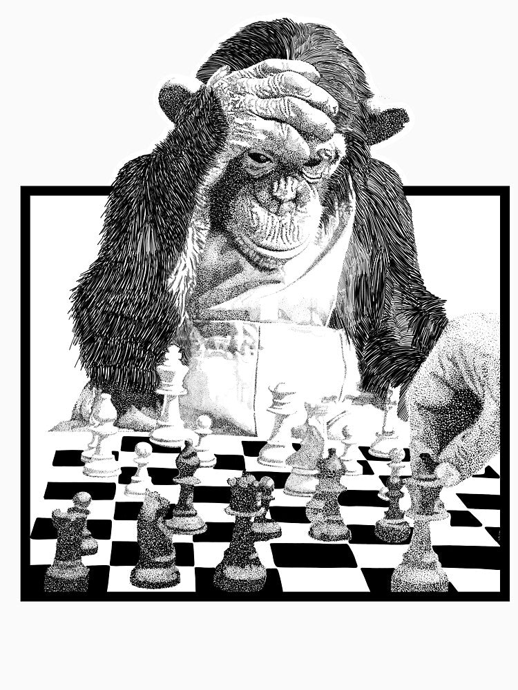 Monkey Playing Chess by Bill Skraps