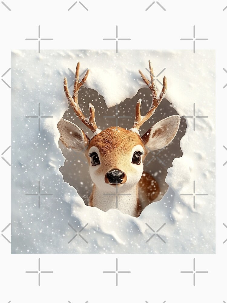 3d Christmas reindeer is breaking through snow by MKDigitalPrints