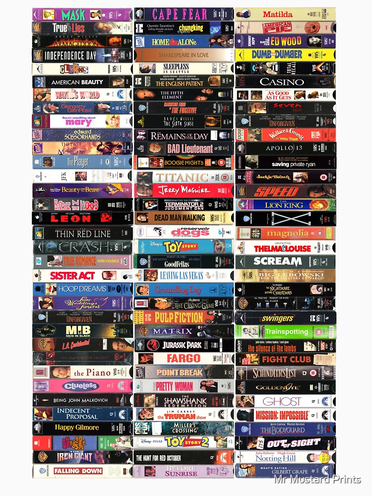 Greatest Films of the1990s - Vintage 90s VHS Cassette Print by Mr Mustard Prints