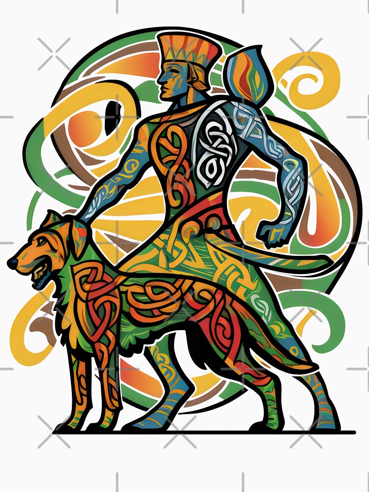 Cú Chulainn Irish Warrior and Wolfhound Abstract Design by CELTIC-DESIGNS