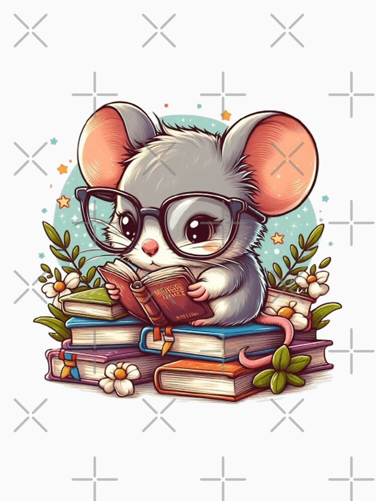 Back to school cute mouse reading books by Culmika