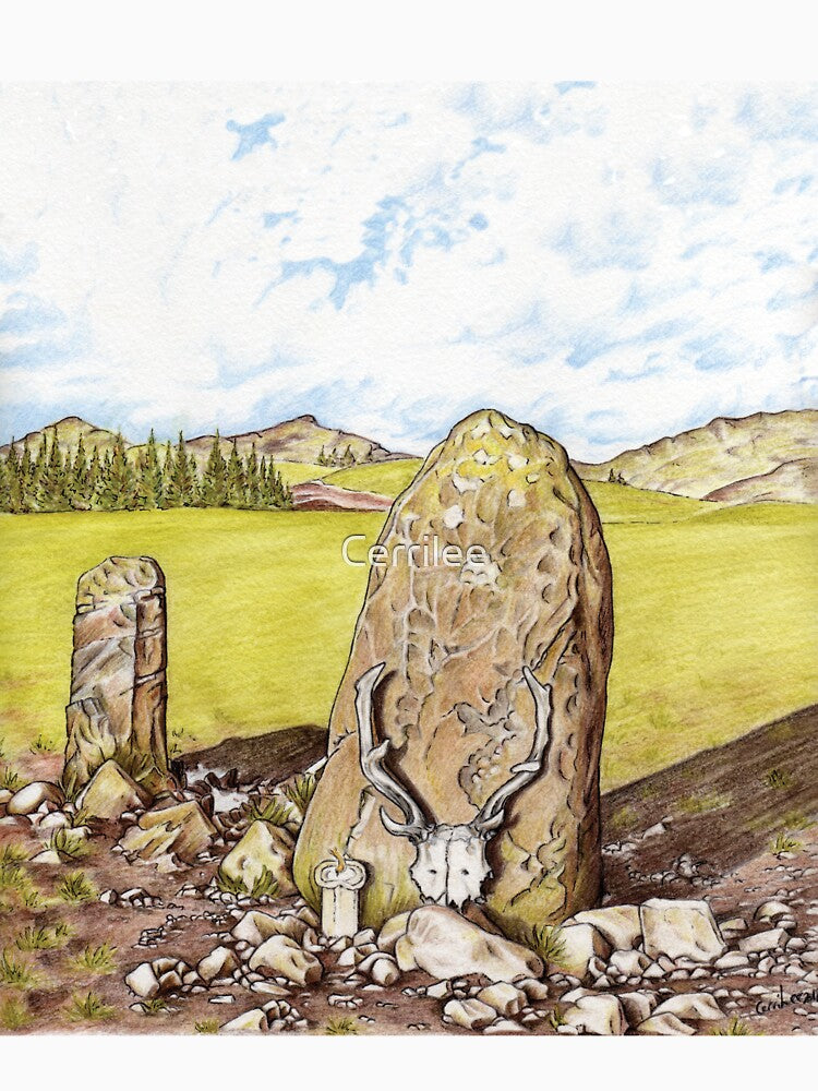 Antlered Crown and Standing Stone by Cerrilee