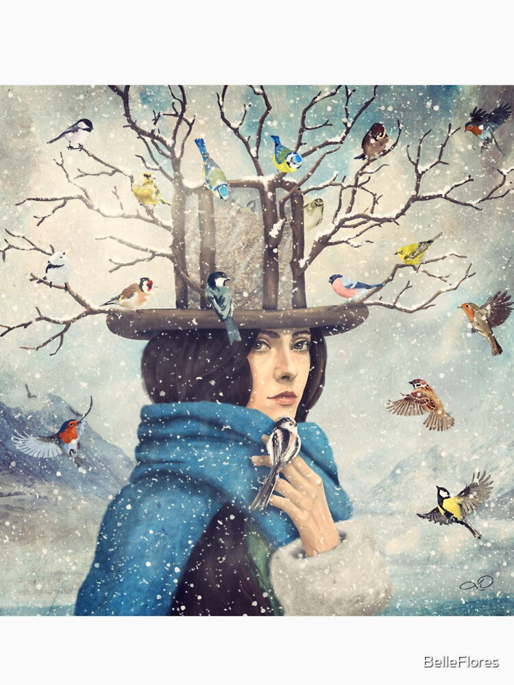 The Lady With the Bird Feeder Hat by Paula Belle Flores