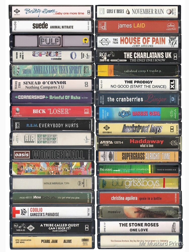 Greatest Singles from the 1990s - 90s Songs - Hits from the '90s by Mr Mustard Prints