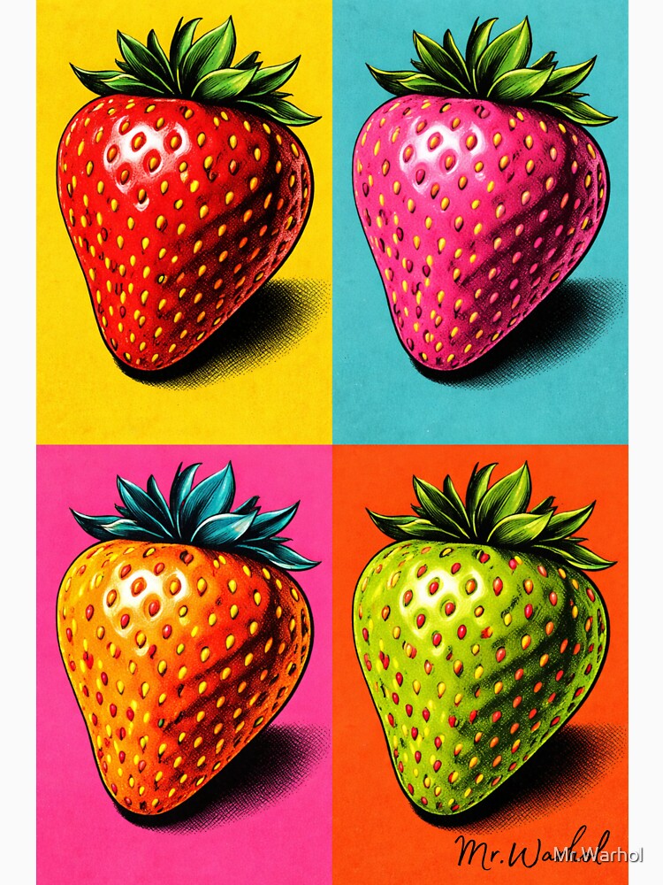 Colorful Pop Art Strawberries – Warhol Inspired Print by Mr.Warhol