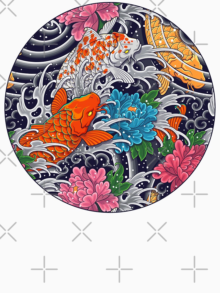 Koi Fish and Floral Pattern by Snapnfit