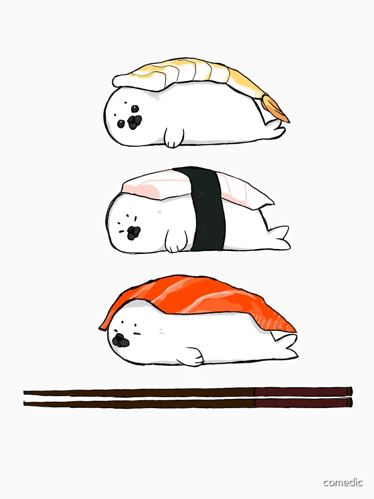 Nigiri, except it's baby Harp Seals by comedic
