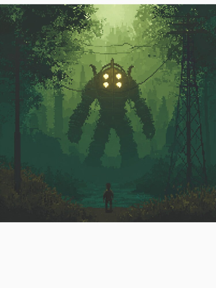 Pixel Sunken City – Retro Dystopian Sci‑Fi Artwork by Pixel8Prints