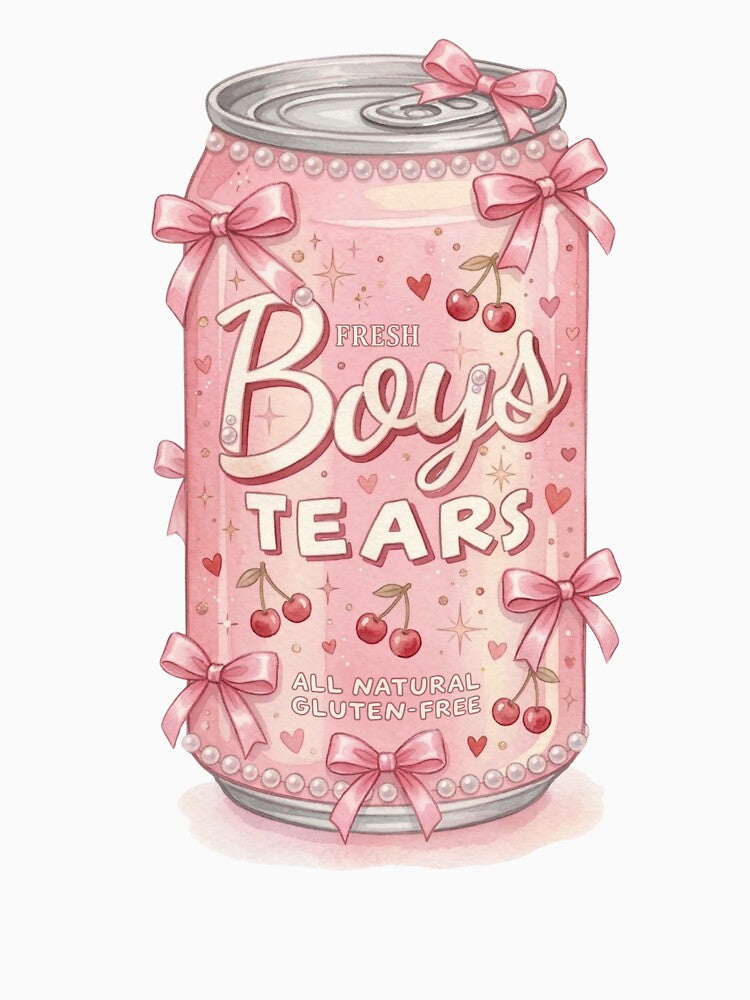 Fresh Boys Tears – Coquette Aesthetic Pink Soda Can | Cute Feminine Humor by aiqdelicia