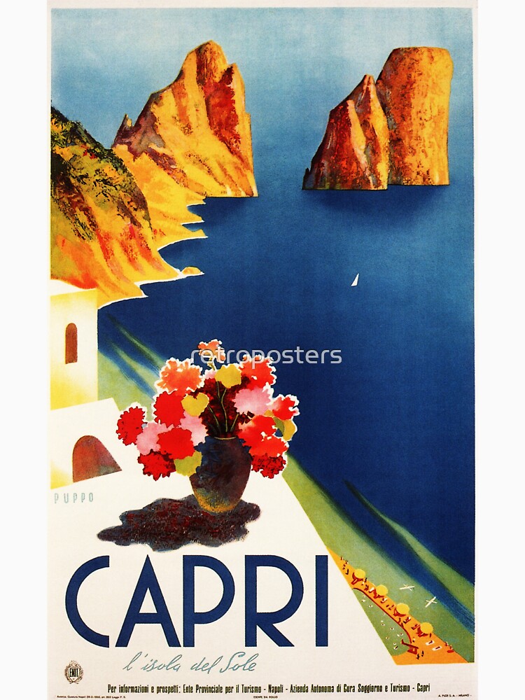 CAPRI Island in the Sun NAPLES ITALY Travel Poster Vintage Art Deco by retroposters