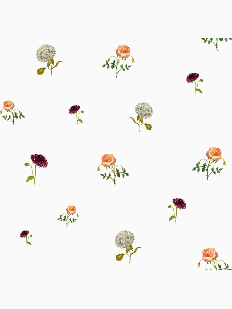 Dahlia hydrangea rose pattern cute a watercolor by Yana Mustafina | Boho Soulful Designs
