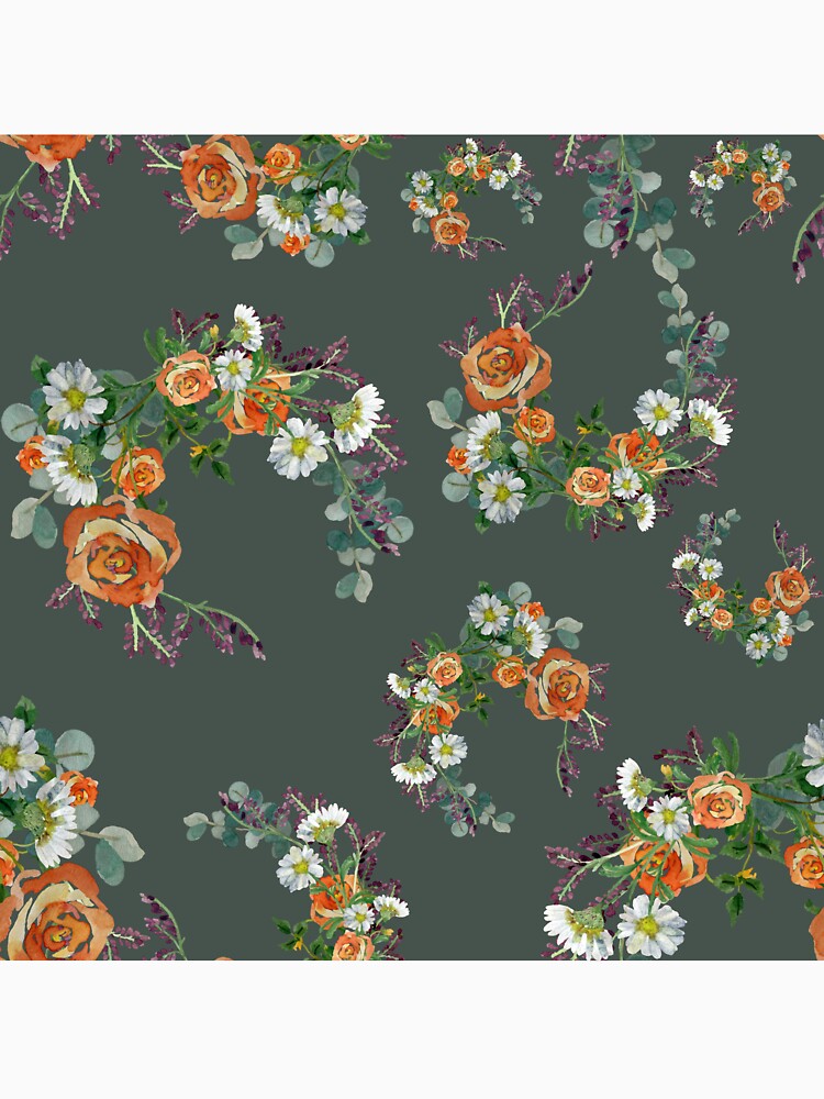 Flower rose daisy branch pattern a watercolor turquoise by Yana Mustafina | Boho Soulful Designs