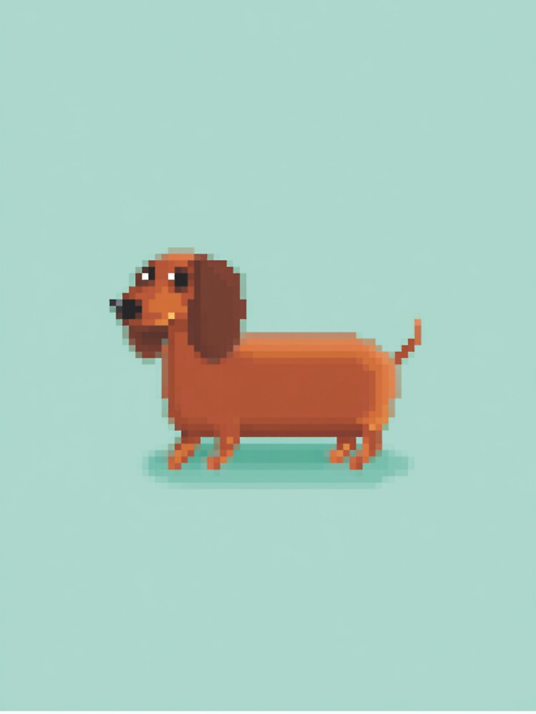 Pixel Sausage Dog  Cute Retro 8‑Bit Dachshund Art by Pixel8Prints