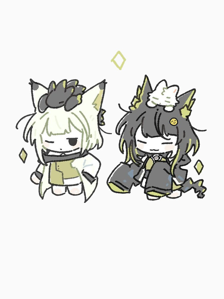 Chibi Mon3tr and Perlica Arknights by KomiArts