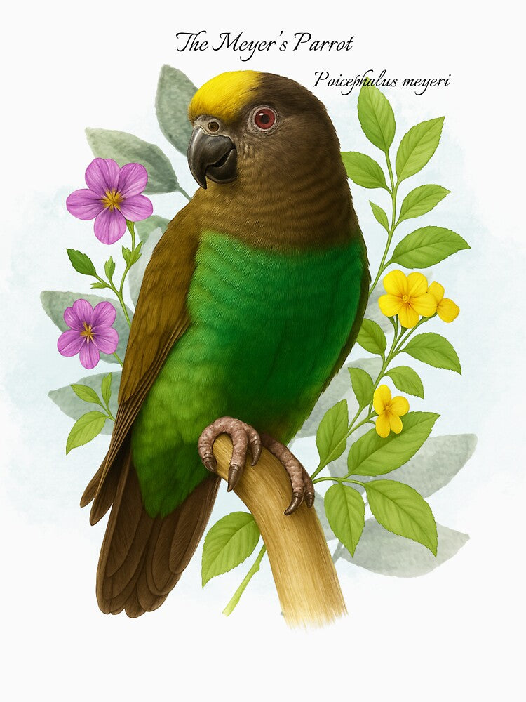 The Meyer's Parrot Scientific illustration Design by AvianDesign