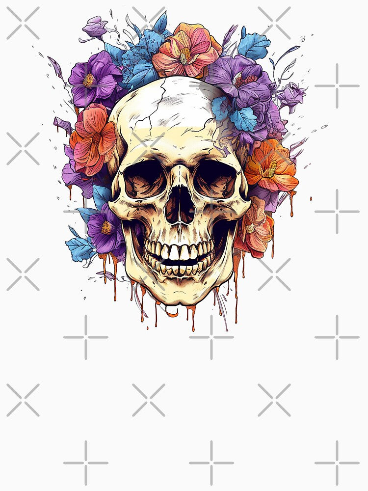 Dripping Skull and Wild Flowers by CoutureCrypt
