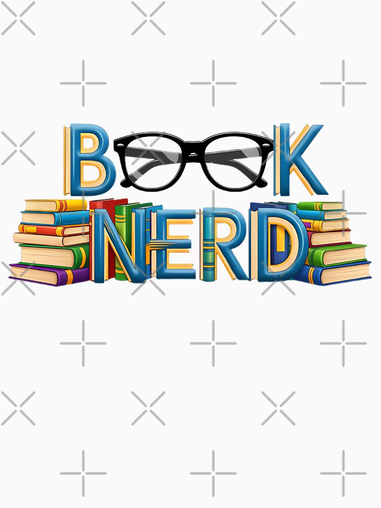 Book Nerd Typography With Glasses And Stack Of Books by pumsquare