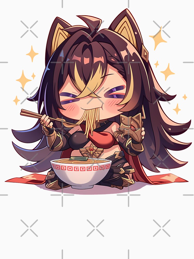 Dehya Genshin Impact Chibi Spicy Ramen Power Slurp by mildaclairmo