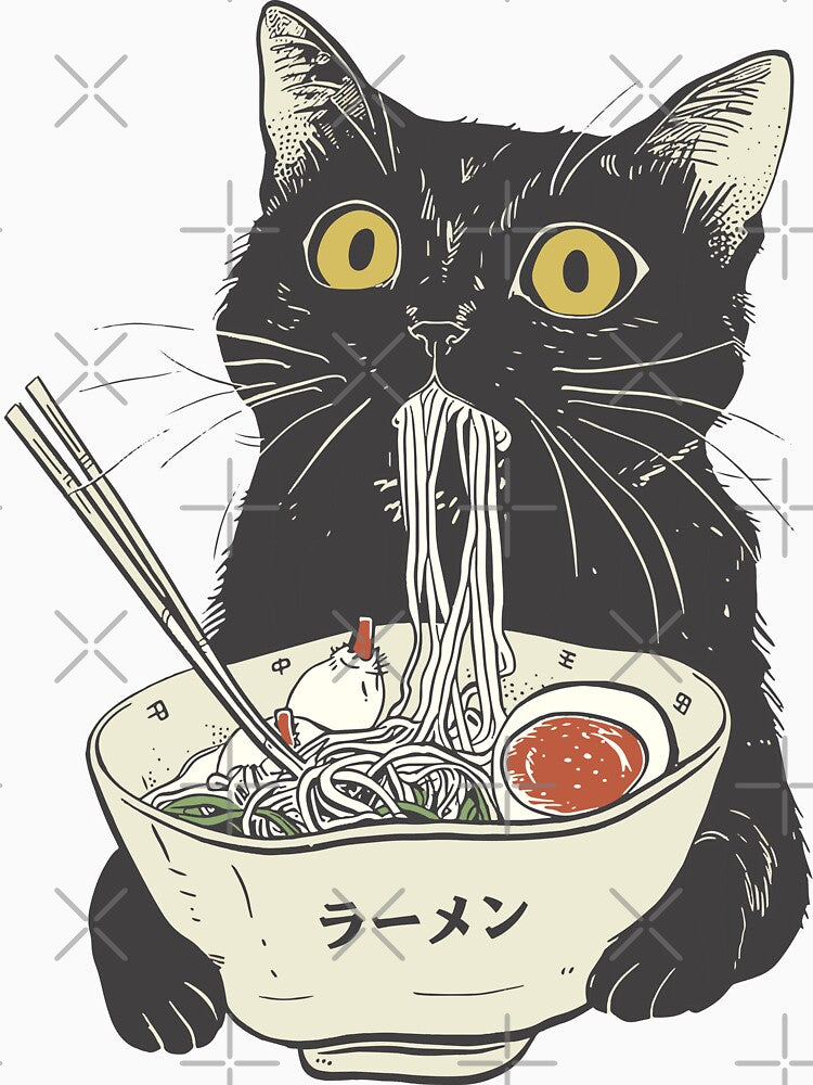 Cute Cat Eating Ramen by Faissal Thomass
