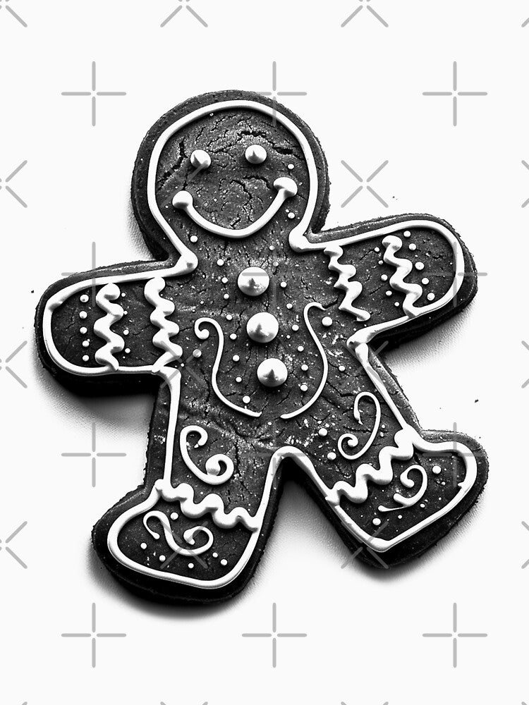 Gingerbread Man Cookie – Black and White Christmas Illustration by inkoutninja