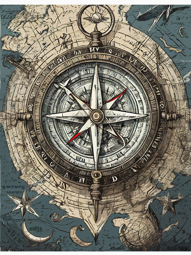 Guiding North: Vintage Compass Art by bb-15artstudio