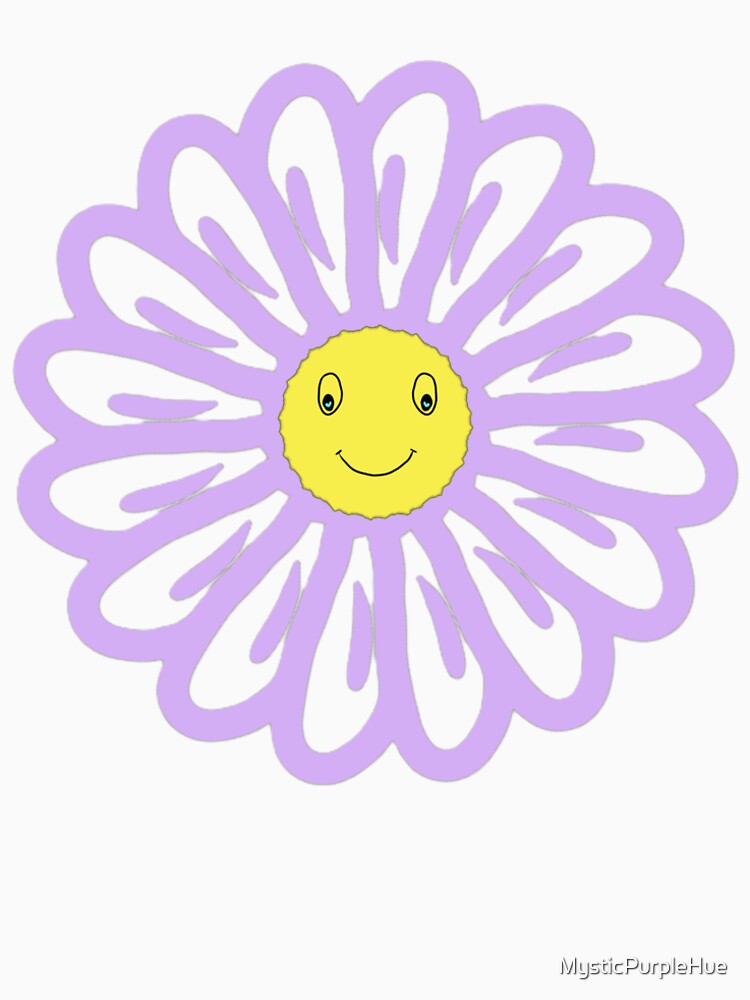 Lavender Smiley Daisy Flower – Cute Retro Happy Face Aesthetic Sticker by MysticPurpleHue