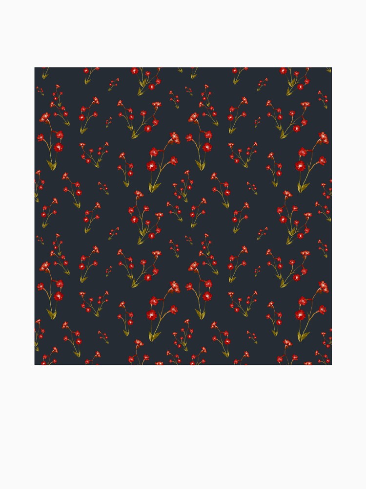 Flower red pattern a cute watercolor illustration grey by Yana Mustafina | Boho Soulful Designs