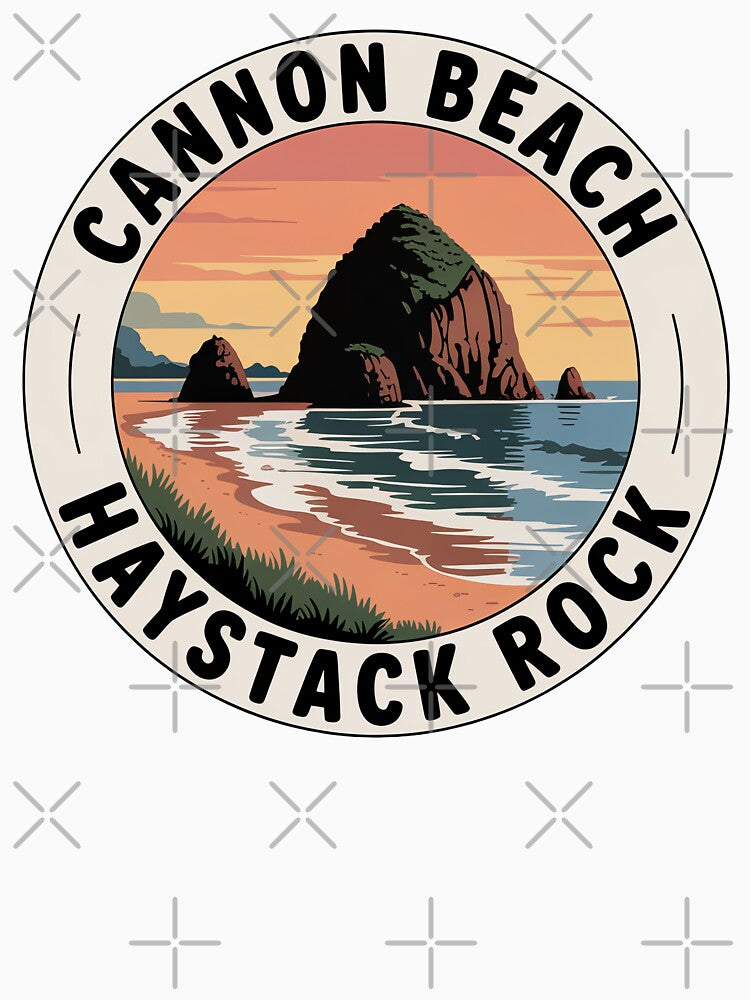 Cannon Beach Haystack Rock - Vintage Oregon Coast Travel Badge by pod24