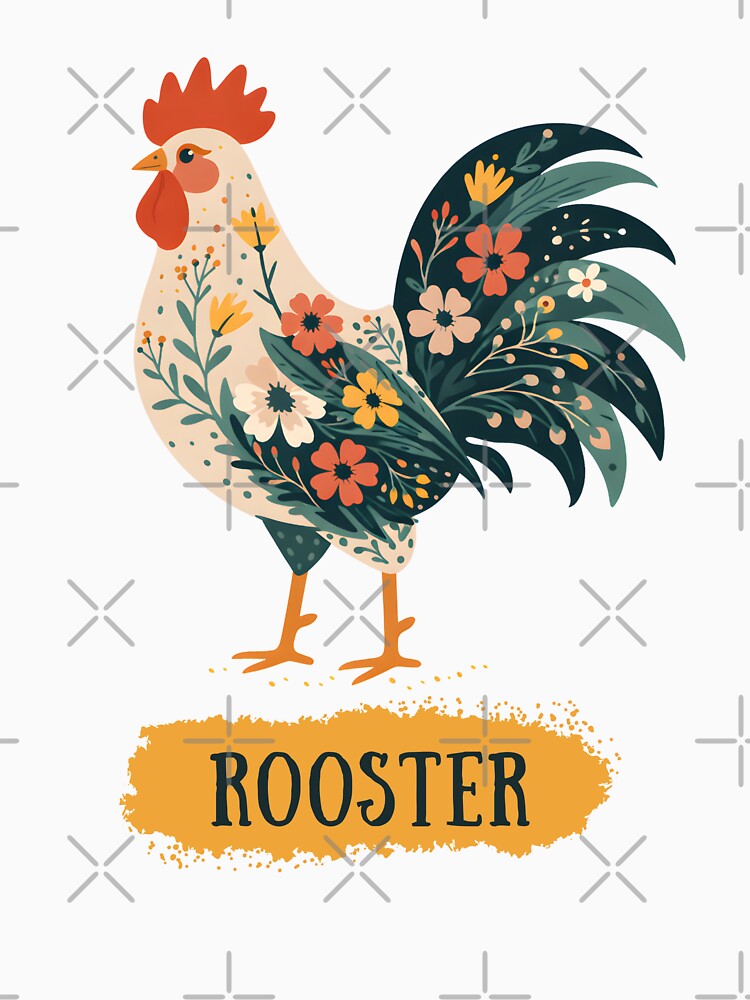 Floral Rooster For Men Rustic Country Chicken Rooster Groovy Floral by Tbinl