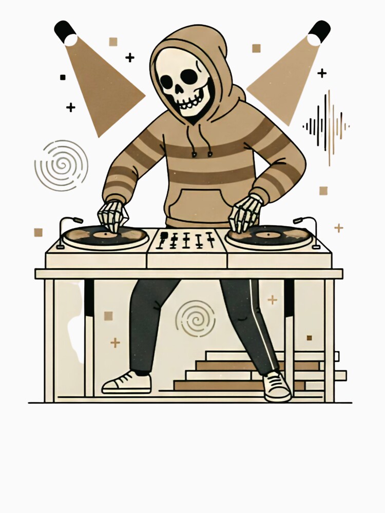 DJ | Minimalist Skeleton Streetwear Art by DEADLINE.