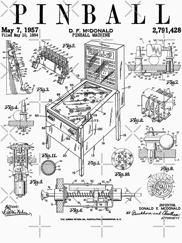 Pinball Arcade Gaming Machine Vintage Gamer Patent Print by GrandeDuc