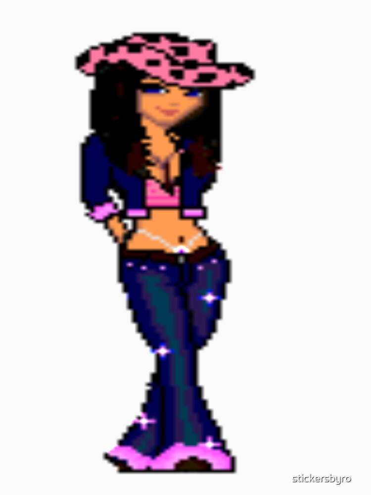 dollz mania pixelated doll 2000s brunnette hair pretty girl by stickersbyro ☆
